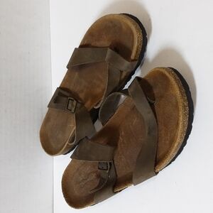 Frau  Slip-on strappy leather sandals  women 40 Vacation Beach Office Casual